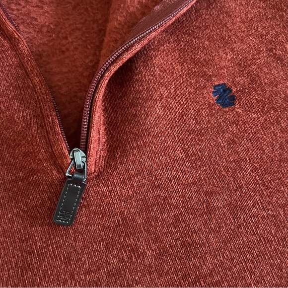NWT Izod Men’s Pullover Quarter Zip Fleece Top Burnt Orange Large Autumn - Picture 4 of 10